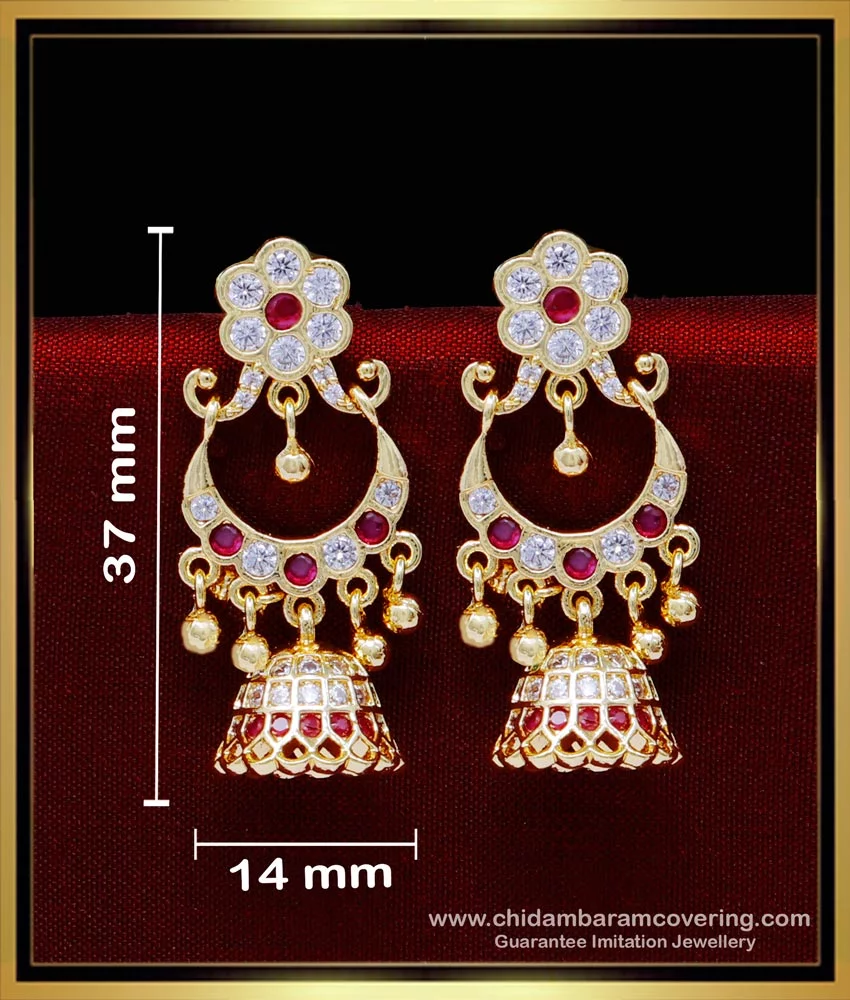 Elite New Palak Kerala Model Gold Plated Earrings Daliy Wear For Womens And  Girls,Kids