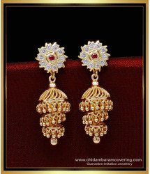 ERG1835 - Impon Stone Layer Jhumka Earrings Gold Design for Wedding 