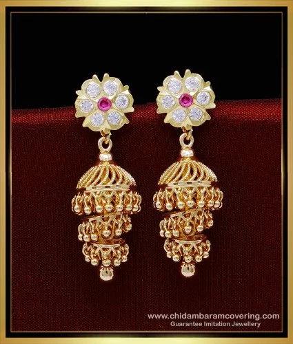 235-DER1678 - 22K Gold | Diamond earrings for women, Gold diamond earrings, Diamond  earrings design