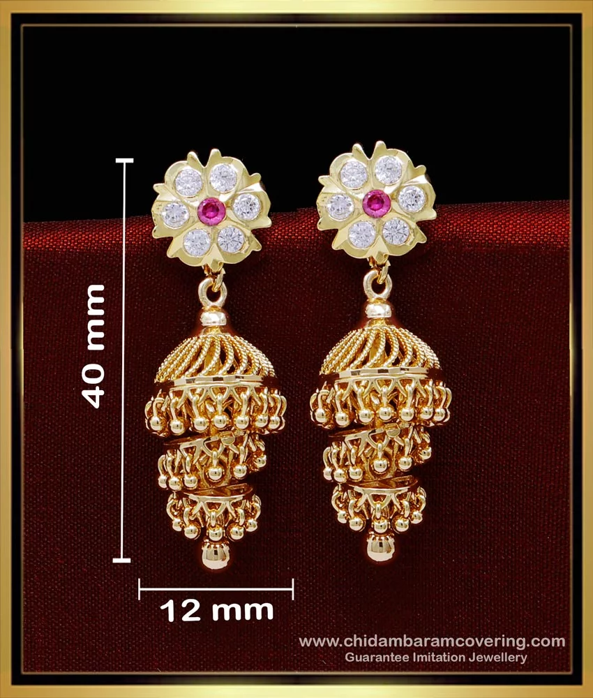 oh wow 1 Gram Gold Jhumki Earrings for Women's - Pack of 3 : Amazon.in:  Fashion