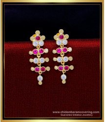 ERG1851 - New Arrival White and Pink Stone Impon Earrings for Girls