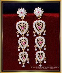 ERG1856 - Bridal Wear Multi Layered Long Earrings Impon Jewellery