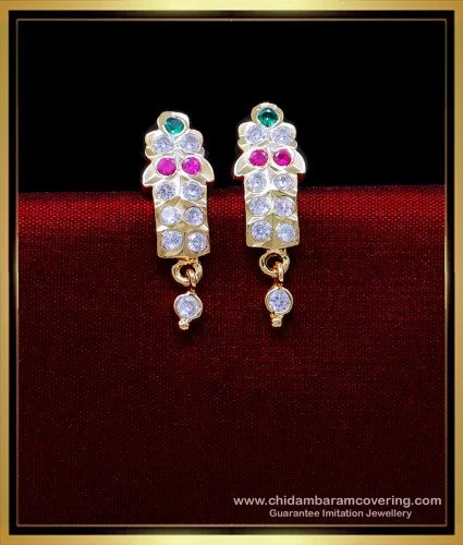 Silver-Plated Artificial Stone Studded Drop earrings – Priyaasi