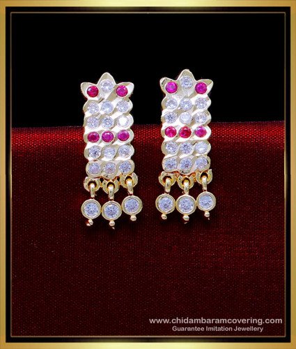 ERG1871 - Beautiful White Stone Impon Gold Plated Earrings