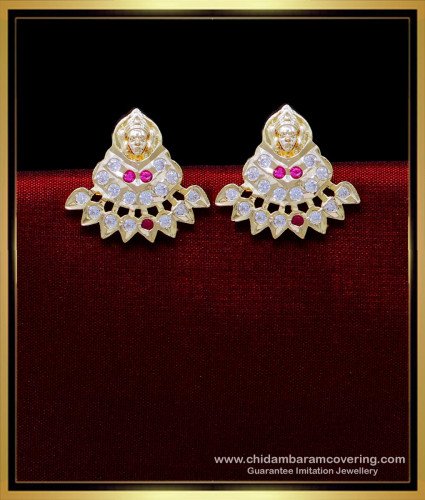 ERG1875 - 1 Gram Gold Impon Lakshmi Devi Earrings Studs Online
