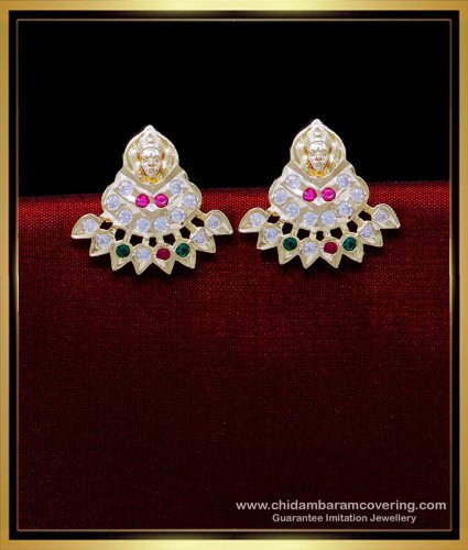 ERG1876 - Traditional Gold Design Lakshmi Earrings for Women