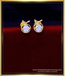 ERG1882 - Single White Stone Apple Earrings Gold Design For Kids