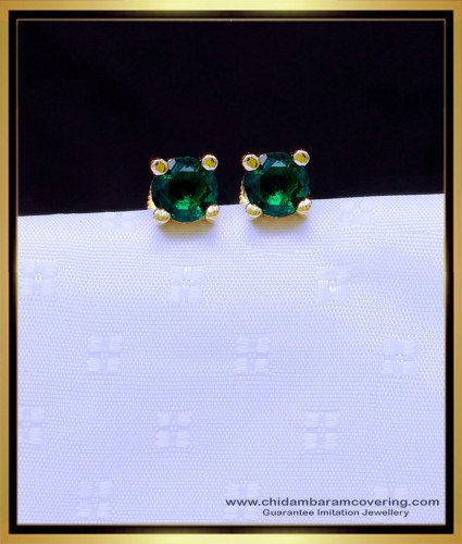 ERG1886 - Unique Green Stone Gold Plated Earrings for Babies