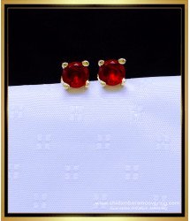 ERG1889 - Simple Singles Red Stone Stud Earrings Gold Design