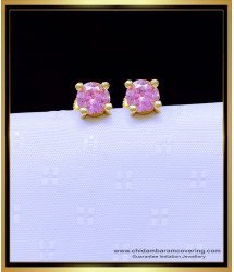ERG1890 - Charming Baby Pink Single Stone Gold Earrings Designs