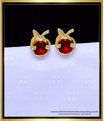 ERG1891 - Stylish Apple Design Daily Wear Stud Earrings Red Stone 