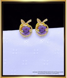 ERG1893 - Unique Violet Stone Apple Model Gold Plated Earrings