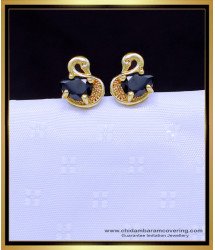 ERG1896 - Latest Daily Use Black Stone Gold Plated Stud Earrings