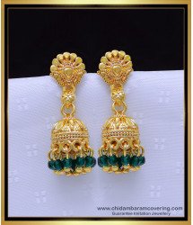 Erg1899 - Latest Green Crystal Beads Jhumkas Online Shopping
