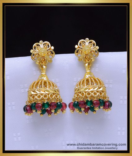 Erg1902 - Cute Crystal Earrings 1 Gram Gold Jhumka Earrings Online
