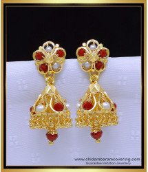 Erg1904 - Buy Gold Model Red Crystal Jhumka Earrings for Women