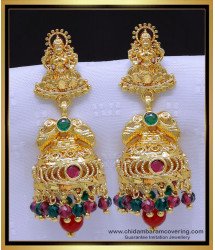 ERG1911 - Modern Traditional Gold Jhumka Design Lakshmi Earrings