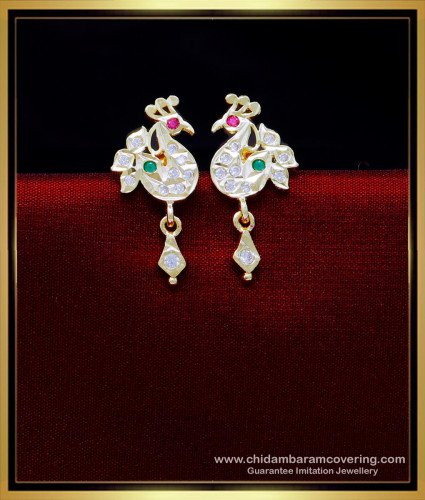 ERG1915 - Impon Small Peacock Earrings Gold Design for Girls