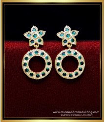 ERG1922 - Elegant Emerald Stone Round Shape Impon Earrings