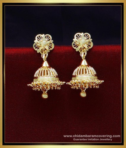 ERG1954 - Gold Plated Jewellery Daily Use Jhumka Design for Girl