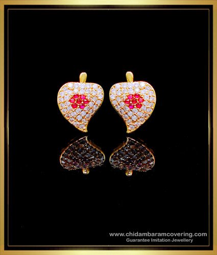 ERG1960 - Elegant Stone Stud Earrings Heart Shaped for Daily Use