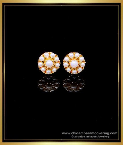 ERG1969 - New Model Flower Design Round Pearl Earrings Artificial