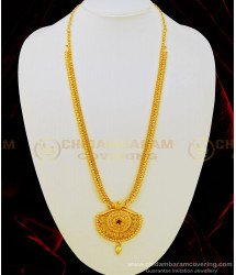 HRM469 - Bridal Wear Single Ruby Stone Gold Beads Haram Gold Plated Jewellery Online