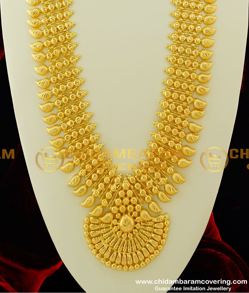 HRM213 - Light Weight Mango Long Haram Design Gold Plated Kerala Haram Online