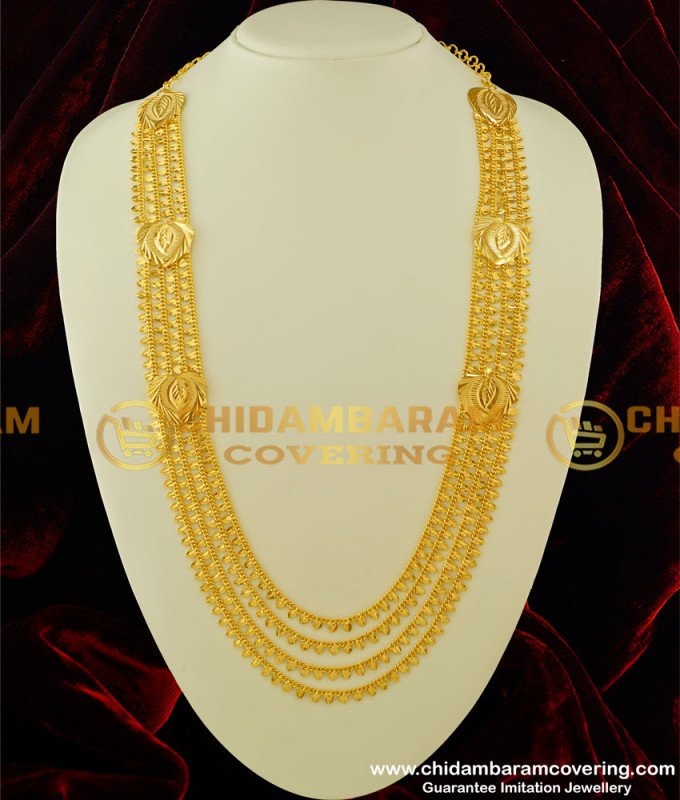 HRM214 - New Light Weight Gold Design Shining Long Layered Chain Haram Buy Online