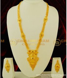 HRM239 - Real Gold Look Enamel Colour Beautiful Flower Design Forming Gold Haram with Earrings Buy Online