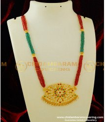 HRM244 - Semi Precious Ruby Emerald Crystal Beads with Impon Dollar Haram First Quality Beads Mala Online