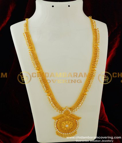 HRM245 - Latest Bridal Wear Gold Plated AD Stone Long Haram Buy Online