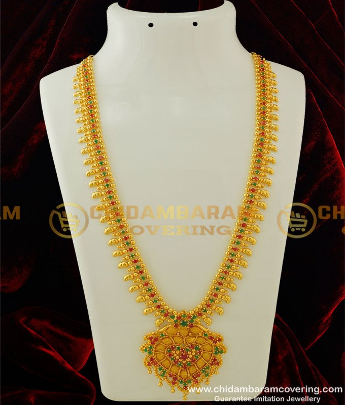 HRM255 - Bridal Wear High Quality CZ Stone Mango Haram Design Gold Plated Jewellery Online