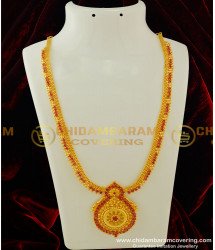 HRM257 - Wedding Gold Haram Design Gold Covering Ruby Stone Long Haram Buy Online