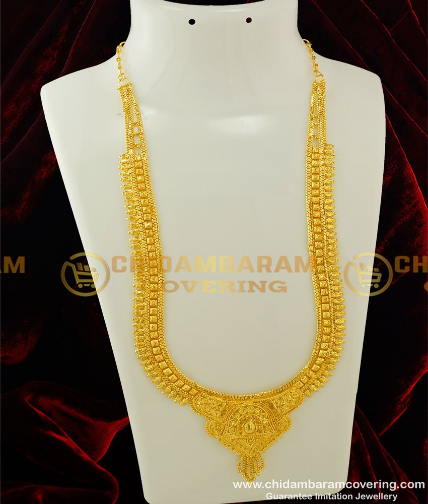 HRM269 - One Gram Gold Haram Bengali Kolkata Marriage Bridal Long Gold Haram Designs Online