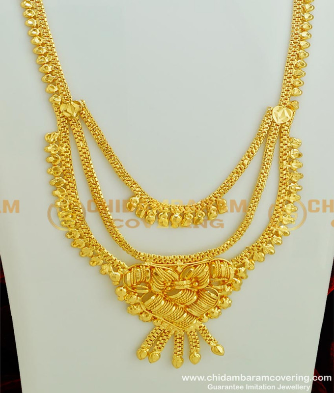 HRM286 - Real Gold Design Layered Bridal Wear 2 Gram Gold Plain Haram with Guarantee 