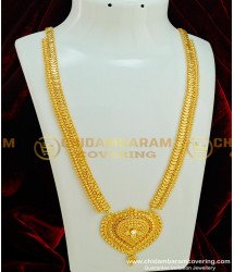 HRM288 - High Quality Beautiful Look Single Stone Heart Design Gold Long Haram Online