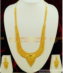 Hrm321 - First Quality Marriage Bridal Gold Haram Design Forming Gold Plated Enamel Broad Long Haram Set 