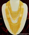 HRM331 - Stunning Gold Muslim Wedding Jewellery Gold Plated Lappa Long Haram Necklace Combo Set 