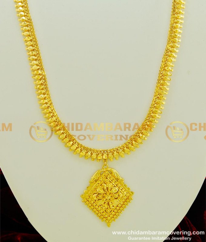 HRM346 - Simple Light Weight 1 Gram Gold Plated Haram Designs Artificial Jewellery