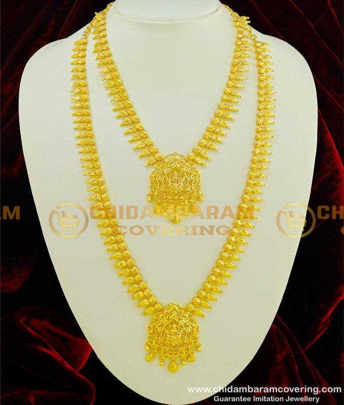 HRM353 - Latest Collection Lakshmi Dollar Haram Semi Bridal Haram Necklace Combo Set 