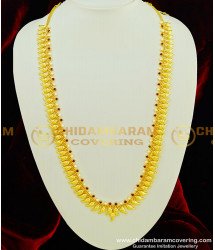HRM356 - Traditional Ruby Stone and White Stone Mango Long Haram Design Gold Paled Jewellery