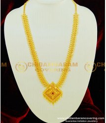 HRM357 - New Model 1 Gram Gold Plated Single Stone Bridal Wear Long Haram Buy Online