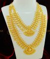 HRM401 - Kerala Wedding Jewellery Light Weight 18 Mango 2 Line Gold Beads Mini Haram Kerala Haram Necklace Combo Set
