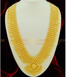 HRM403 - 30 Inches 5 Line Gold Beads 35 Mango Broad Kerala Haram Gold Inspired Light Weight Kerala Bridal Long Haram 