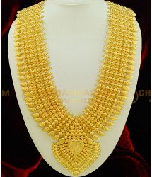 HRM406 - Grand Look Bridal Broad Long Heavy Mango Kerala Haram Chidambaram Covering Gold Plated Gold Jewellery Online