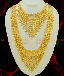 HRM413 - Kerala Wedding Gold Jewellery Designs Gold Plated Lappa Haram Necklace Combo Set