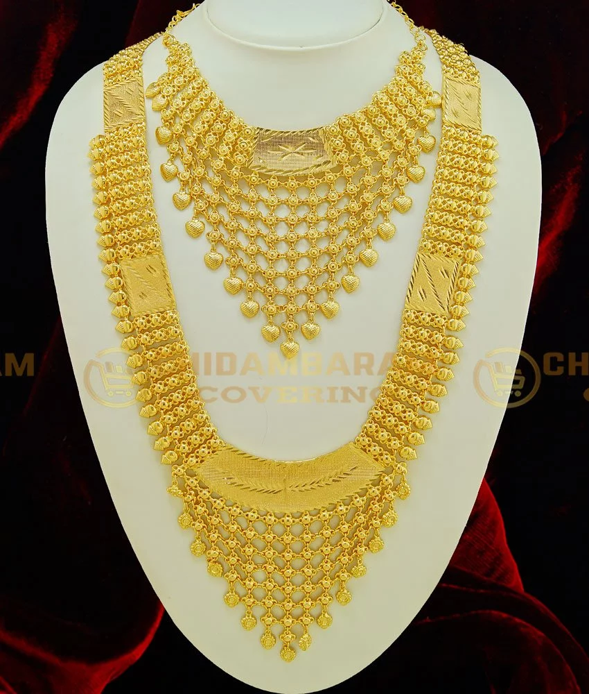Real Gold Mullai Arumbu Design One Gram Gold Kerala Model Necklace  Collection NCKN1578 | Gold necklace designs, Real gold jewelry, Necklace  designs