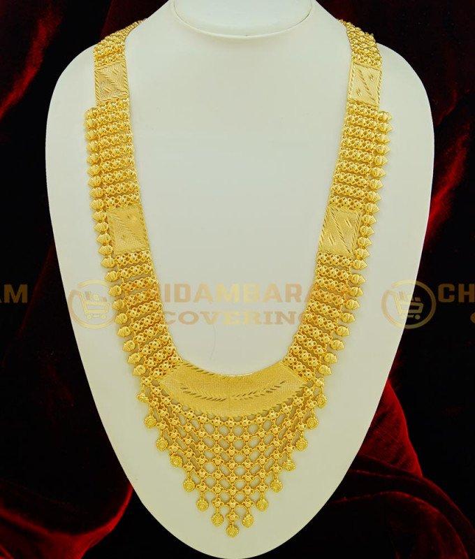 HRM414 - Buy Real Gold Design Bridal Haram Design Gold Plated Kerala Haram for Wedding