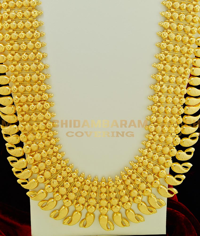 HRM417 - Grand Look Wedding Collections Gold Inspired Kerala Bridal Broad Long Mango Haram 